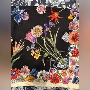 Nicole Miller Silk Scarf with Multicolor Floral Design